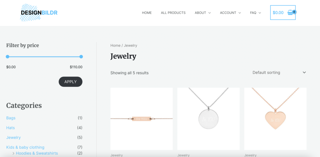 Jewelry category page